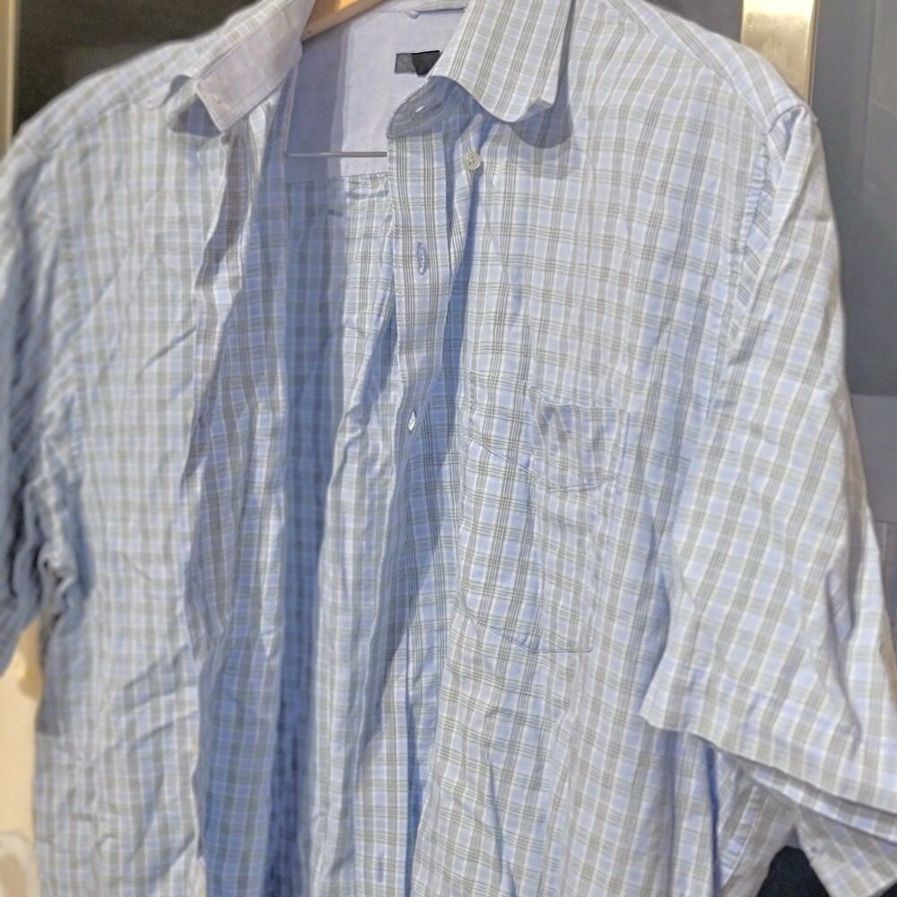 Men's Casual Soft Cotton Twill Light Blue Short Slve Bttn Dn Metro Exchange XL